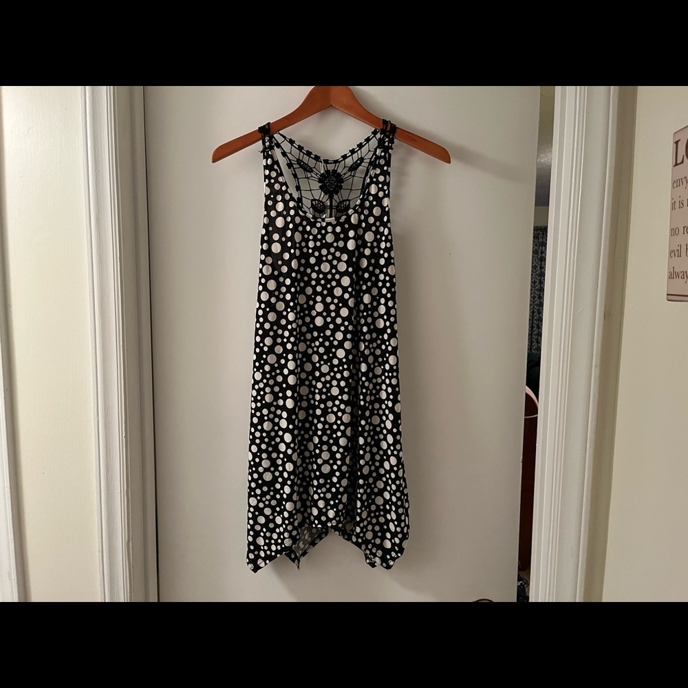 NWT size M/L black with white polkadots lace back dress/tunic